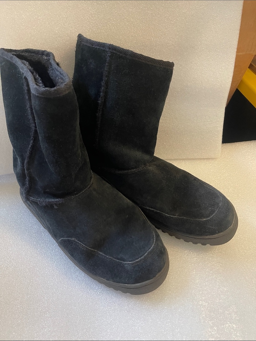 Black Suede Mid-Calf Winter Boots